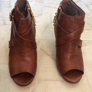 Vince Camuto open toe boots with metal studs!